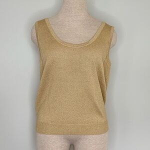 St. John Basics Women's Metallic Gold Santana Knit Top Size Large